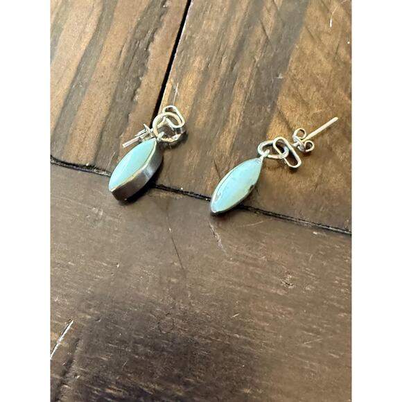 Vintage Reversible Sterling Silver Earrings Amber & Turquoise Dangle  Earrings - Picture 4 of 7